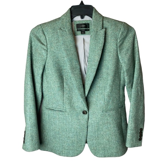 J. Crew Jackets & Blazers - J Crew Parke Blazer Moon British Wool Teal Grey Herringbone Green 4